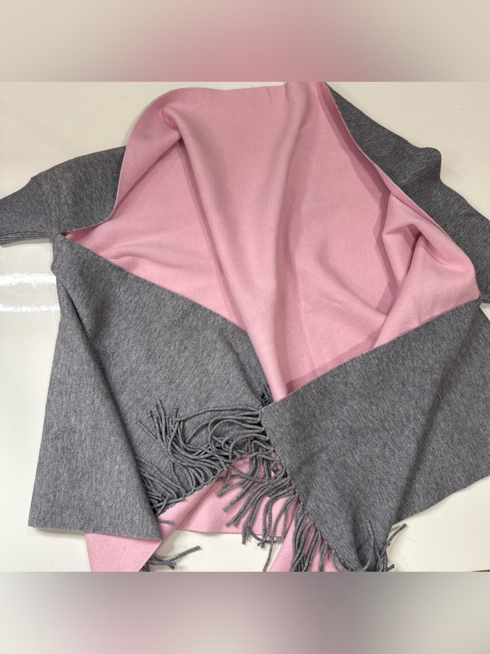 Kimono Cardigan Womens Gray Pink Open Front Size O/S A020926